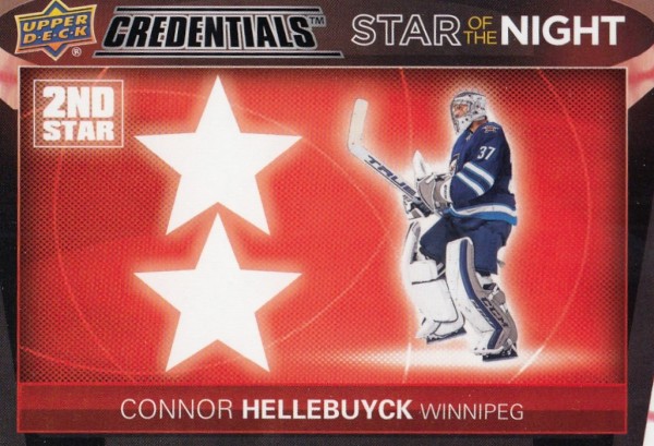 insert karta CONNOR HELLEBUYCK 21-22 Credentials 2nd Star of the Night číslo 2S-2
